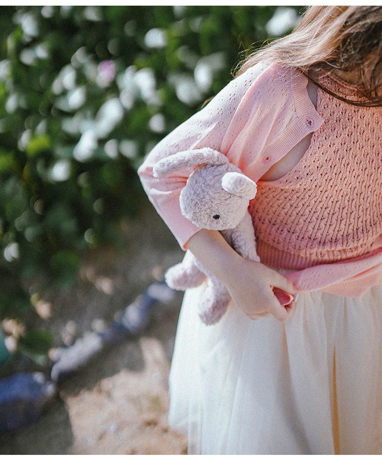 "Breathable Knit Cardigan For Girls – Lightweight Summer Cover-Up With Hollow Design & UV Protection"_voghion.com