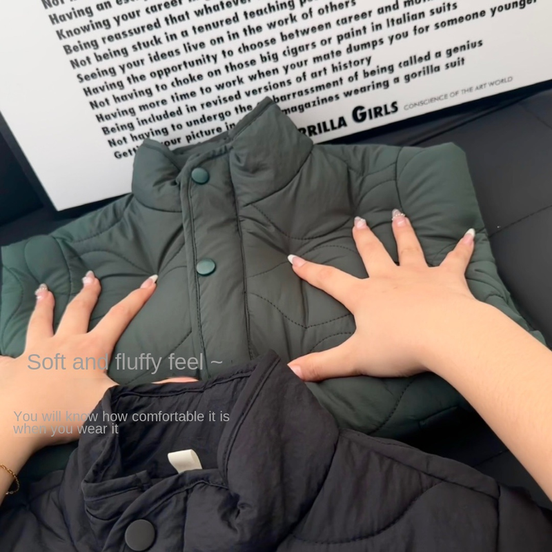 Blauer Hund, Jungen-Baumwollkleidung, Kinder, leicht, dick, warm, reine Baumwolle, Kleidung, Mädchen, Cartoon, schwarze Jacke_voghion.com