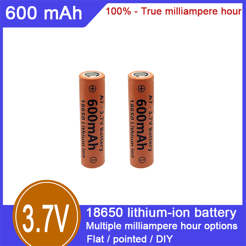 Batterie rechargeable lithium-ion 18650, 3,7 V, 600 mAh, capacité 100 %, adaptée aux jouets électriques, cigarettes électroniques, lampes de poche et autres domaines_voghion.com