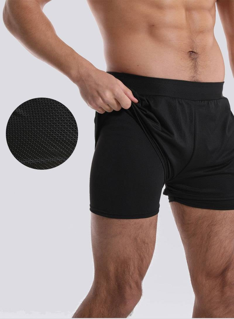 Swimsuit For Men, Teenage Adult, Large-sized Double-layer Swimming Trunks, Short-sleeved Top, Men's Training Suit, Swimsuit_voghion.com