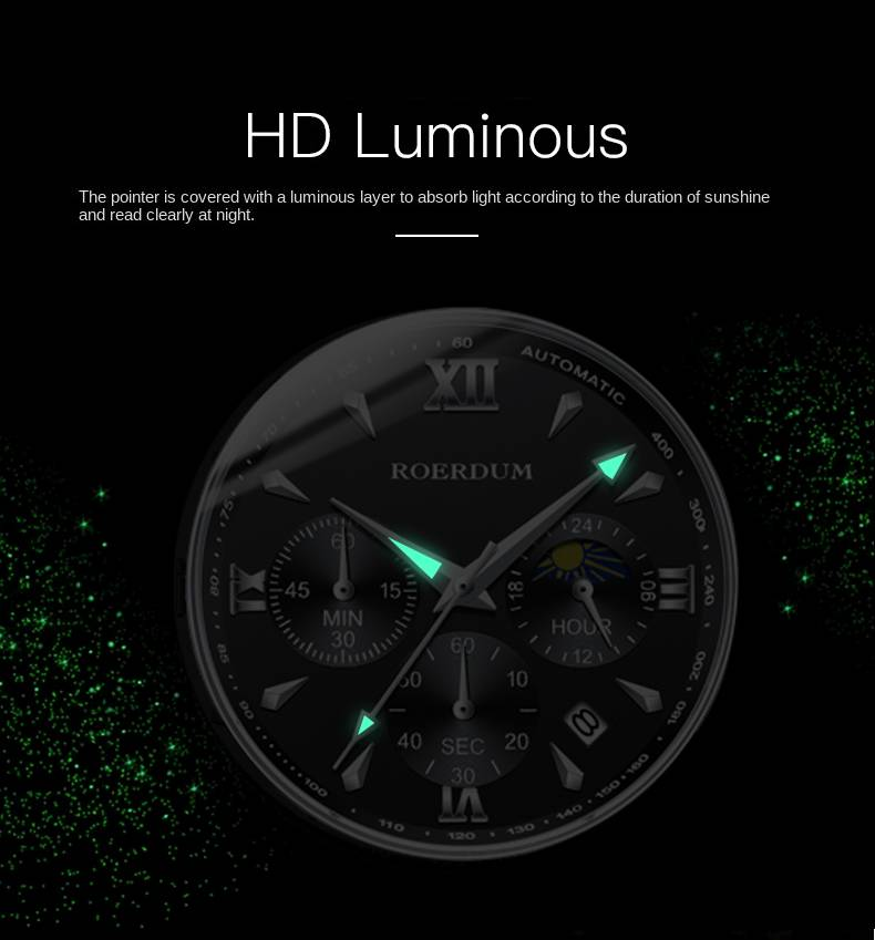 ROERDUM Cool Play Series - Quartz Movement,Stainless Steel Bracelet,Black Dial,Casual & Stylish Men's Watch_voghion.com