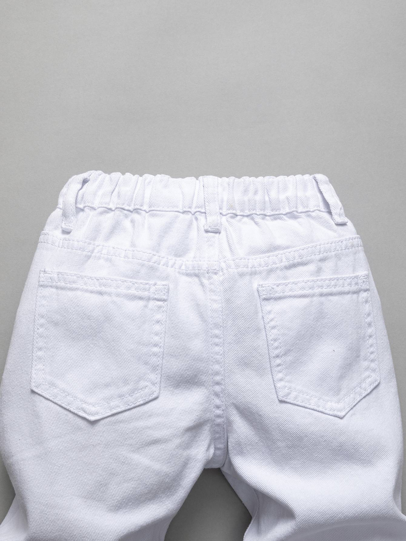 Calça jeans masculina com bordado de letras de urso branco, moda casual, simples, estilo universitário, rasgada, desbotada_voghion.com