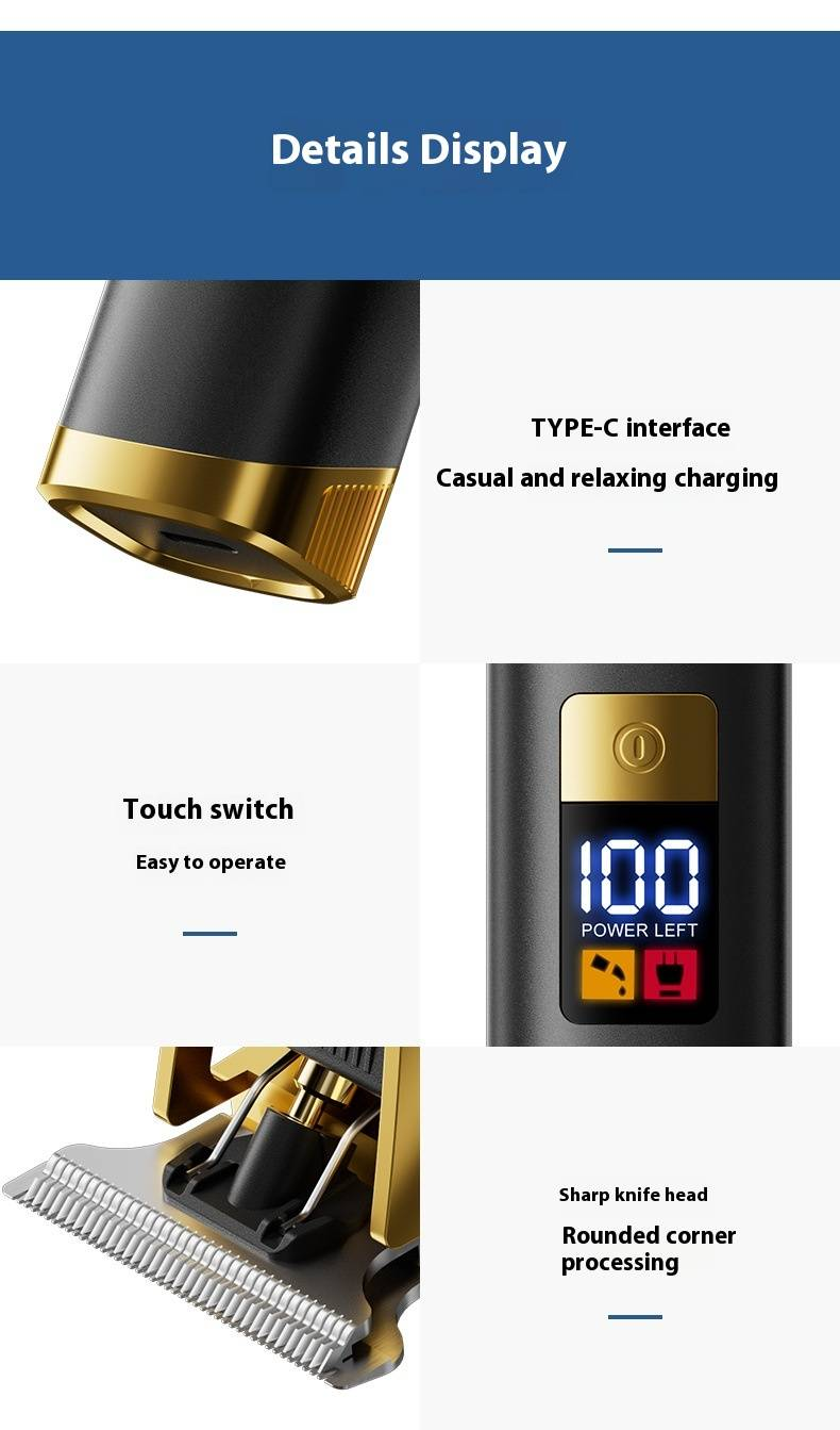 Professional Hair Clipper For Men - High Power Cordless Trimmer With LED Display For Fades, Undercuts & Beard Styling_voghion.com