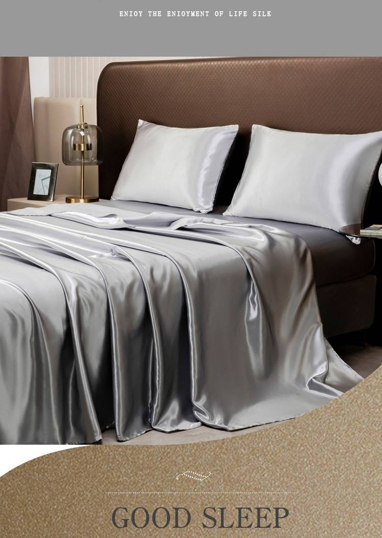 Set di lenzuola di lusso in raso con federe - Morbide come la seta, antipiega, traspiranti - Dimensioni singolo/matrimoniale/queen size/king size - Biancheria da letto moderna in tinta unita_voghion.com