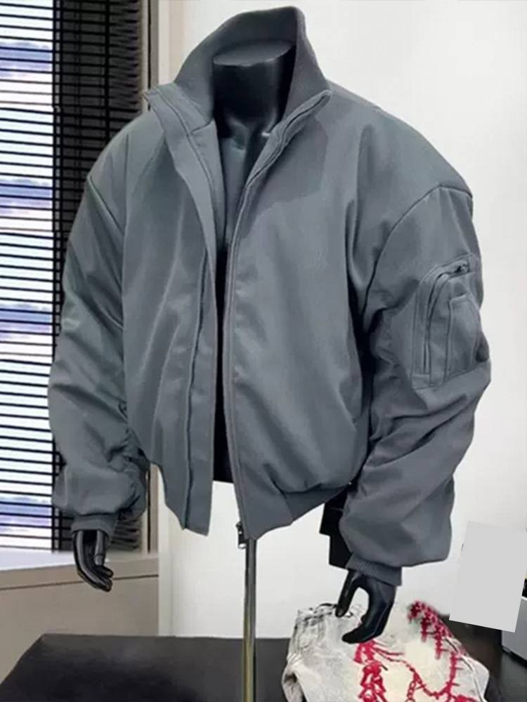 Herren-Flieger-Bomberjacke mit Entendaunenfüllung – Leichter Wintermantel, Stehkragen, Cleanfit-Kurzform, Winddicht und maschinenwaschbar_voghion.com