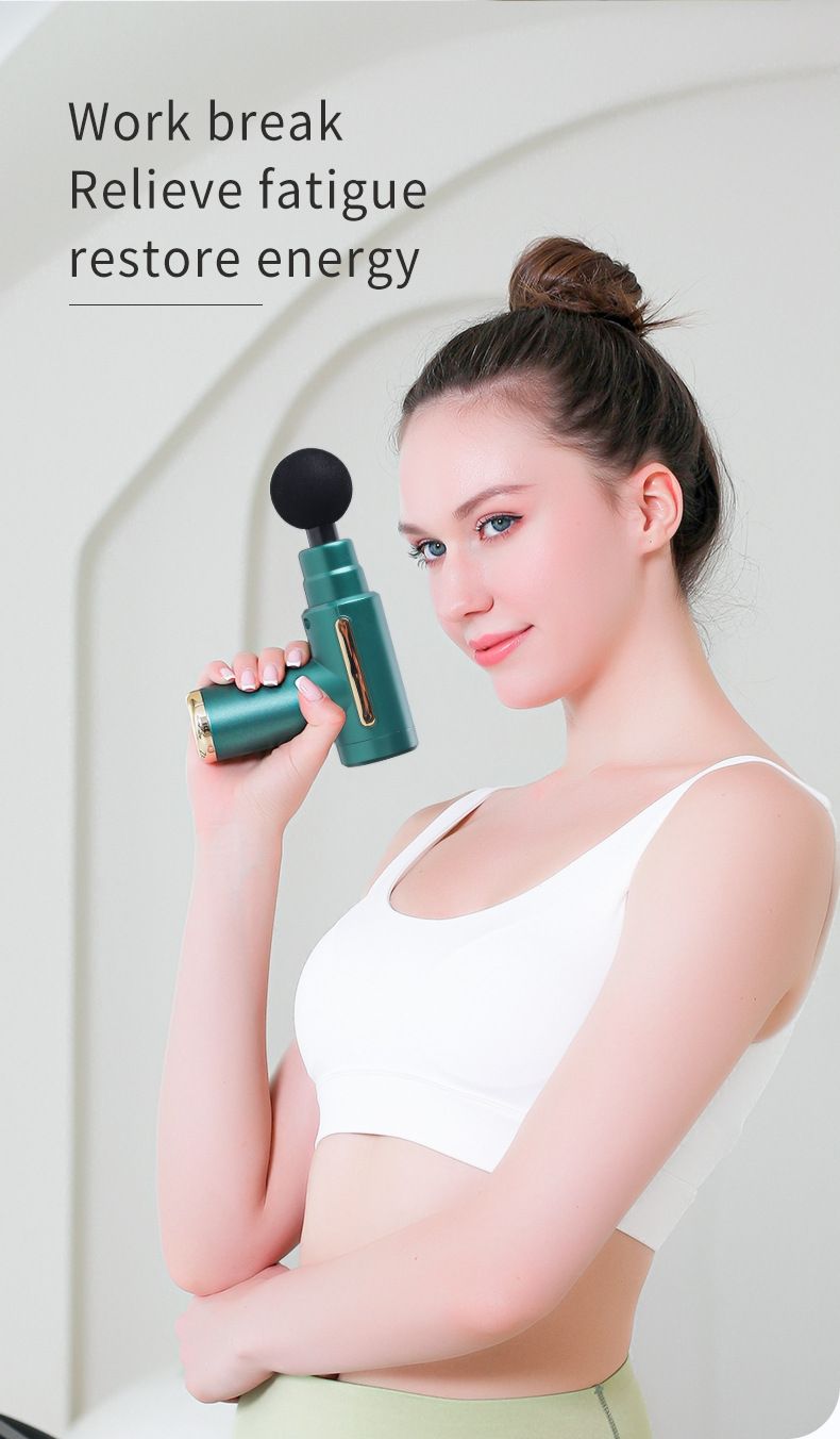 Mini pistola de massagem com tela LCD – terapia de percussão elétrica de 5 velocidades para recuperação muscular, ultrassilenciosa (abaixo de 36 dB), 4 cabeças intercambiáveis_voghion.com