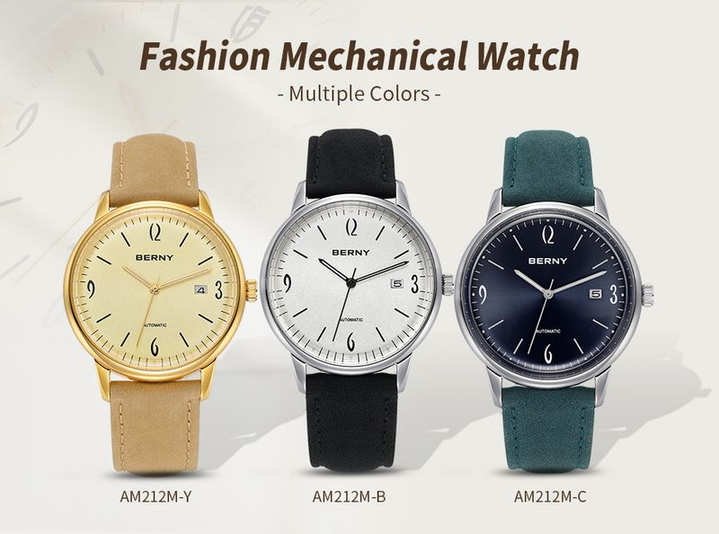 BERNY Automatic Watches For Men Fashion 20ATM Waterproof Super Luminous Mechanical Silver Watch Date Stainless Steel Sapphire Analog Wrist Watch_voghion.com