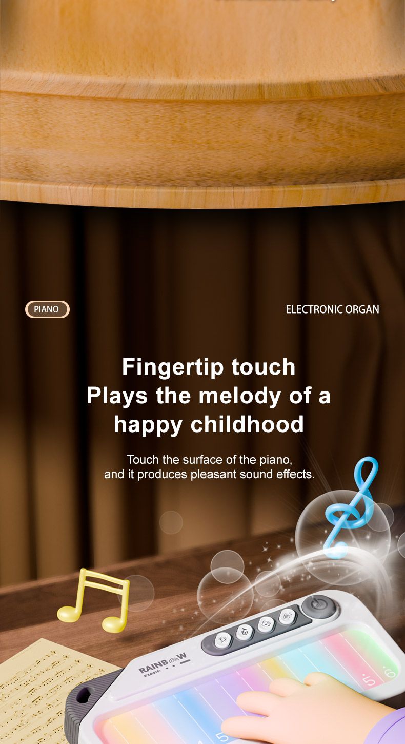 Ultimo giocattolo musicale tascabile portatile con tastiera elettronica con sensore tattile, luce arcobaleno, strumenti musicali innovativi per bambini_voghion.com