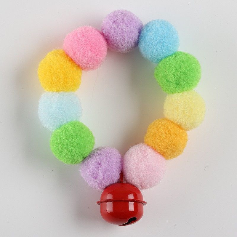 Scaldacollo per gatti colorato con pompon, anello elastico per cani, celebrità di Internet, palla soffice, accessori per animali domestici carini_voghion.com