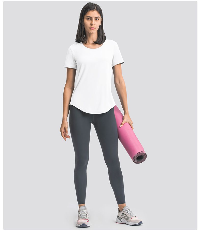 Tricou nou pentru alergare de vară pentru femei, top simplu și largi pentru yoga cu mâneci scurte, îmbrăcăminte sport ușoară și respirabilă pentru alergare și fitness_voghion.com