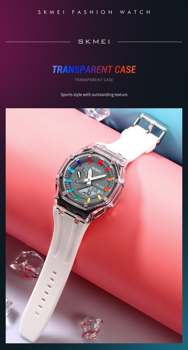 SKMEI 2100 Digitale Uhr Für Männer LED Display Sport Wasserdicht Stoßfest Herren Quarz Armbanduhren Farbe Uhr Reloj Hombre 2243_voghion.com