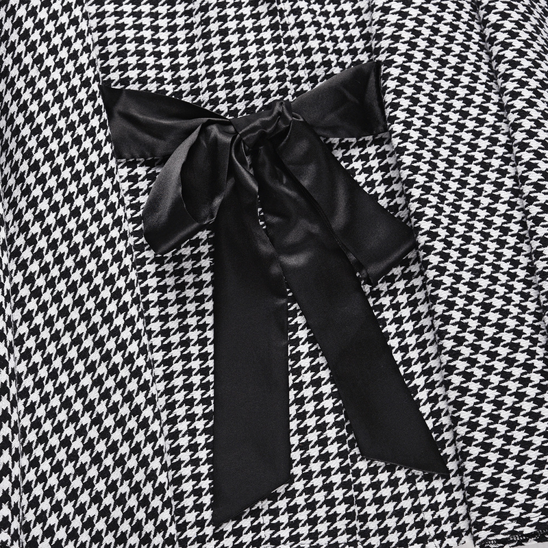Women's coat houndstooth woolen coat loose tie cape cape top_voghion.com