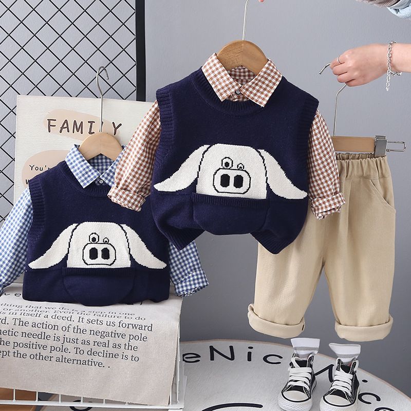 2025 Frühjahrskollektion Top Koreanische Version Baby Schwein Weste Gestrickte dünne Außenhemd Kinder Cartoon Pullover_voghion.com