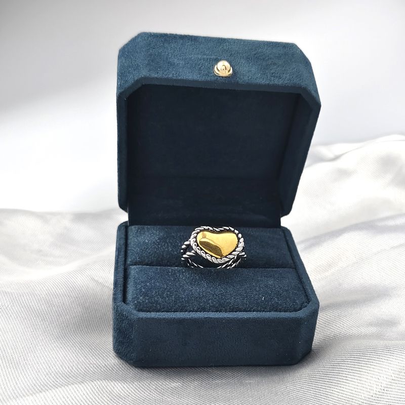Modischer Retro-Ring aus Edelstahl mit herzförmiger Öffnung, verstellbar, für Herren und Damen, Valentinstag, Urlaubsschmuck_voghion.com