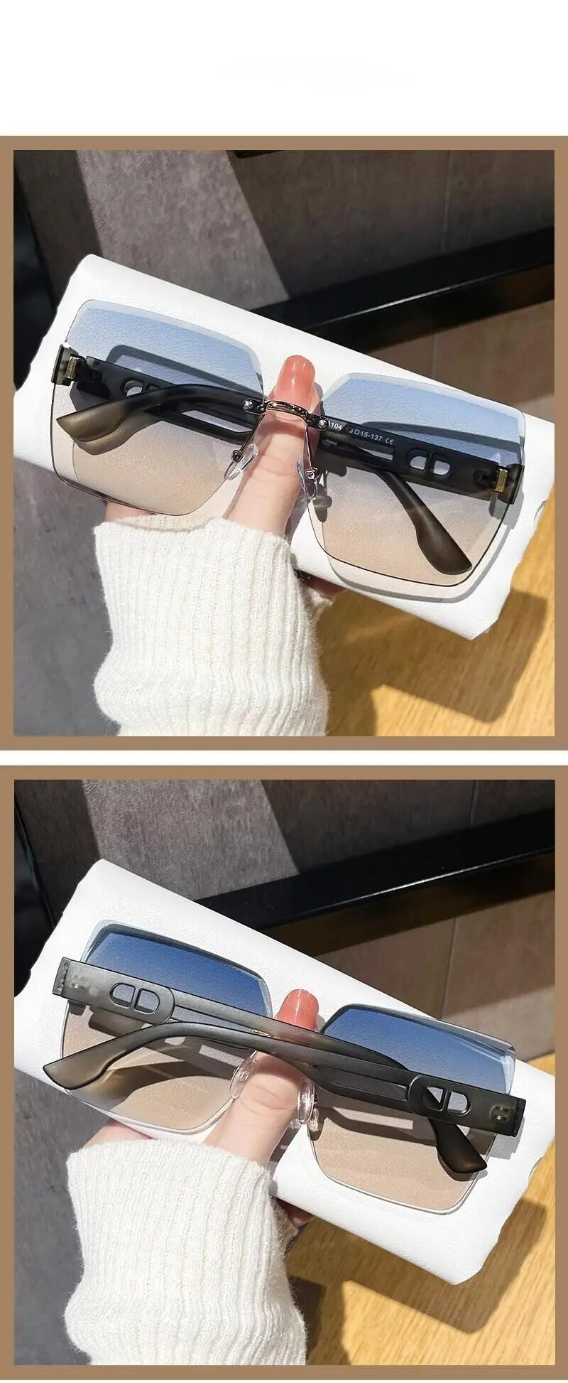 2024 nuovi occhiali da sole alla moda senza cornice rifiniti con cornice grande, piccoli occhiali da sole profumati in stile vetrina per l'eleganza_voghion.com