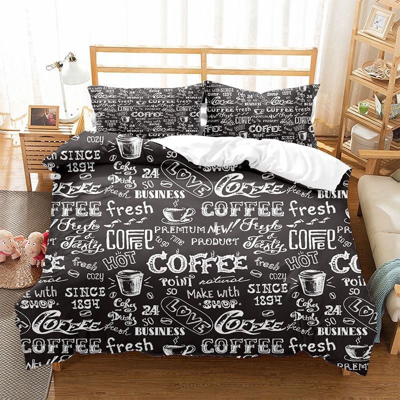 English Letter Duvet Three Piece Set 3D Digital Printed Mattress Bedding Products New Style_voghion.com