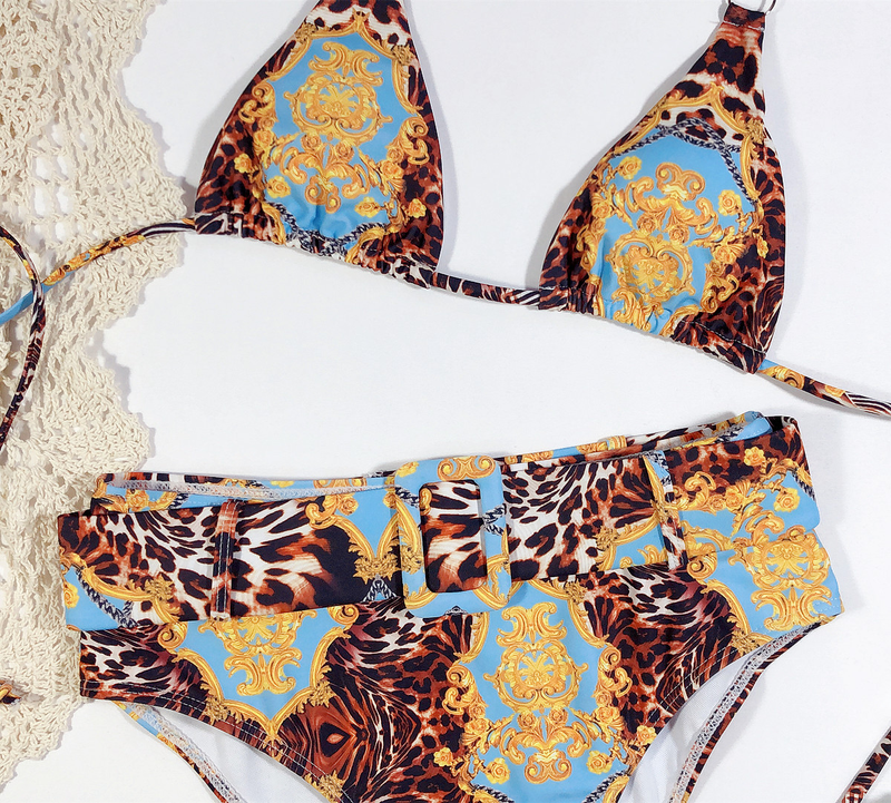 Badedragt Bikini Højtaljetrykt Halter Neck Bikini Dame Split Badedragt Badedragt_voghion.com