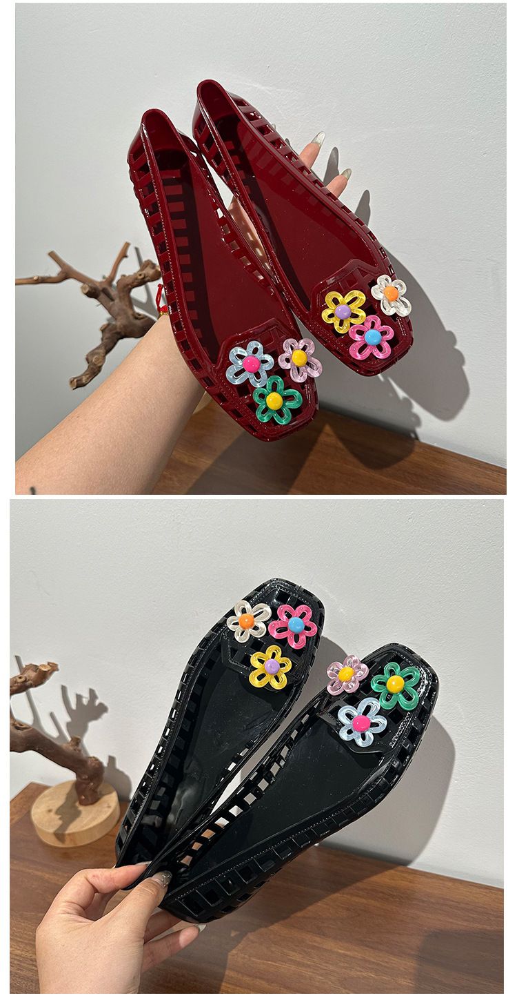Jelly Shoes Kadın Sığ Tek Ayakkabı Kristal Ayakkabı Kare Başlı Havalı Terlikler Tembel Tek Pedal Yetişkin_voghion.com