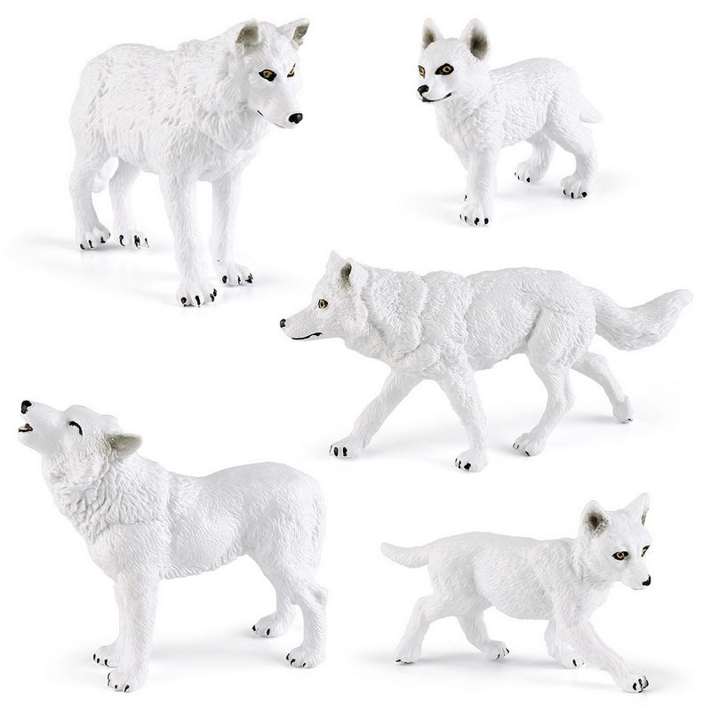 Arctic Wolf Model Various Realistic White Wolf Static Model Ornament Plastic Wild Animal Figurine Mini TV Table Decor Kids Educational Toy_voghion.com