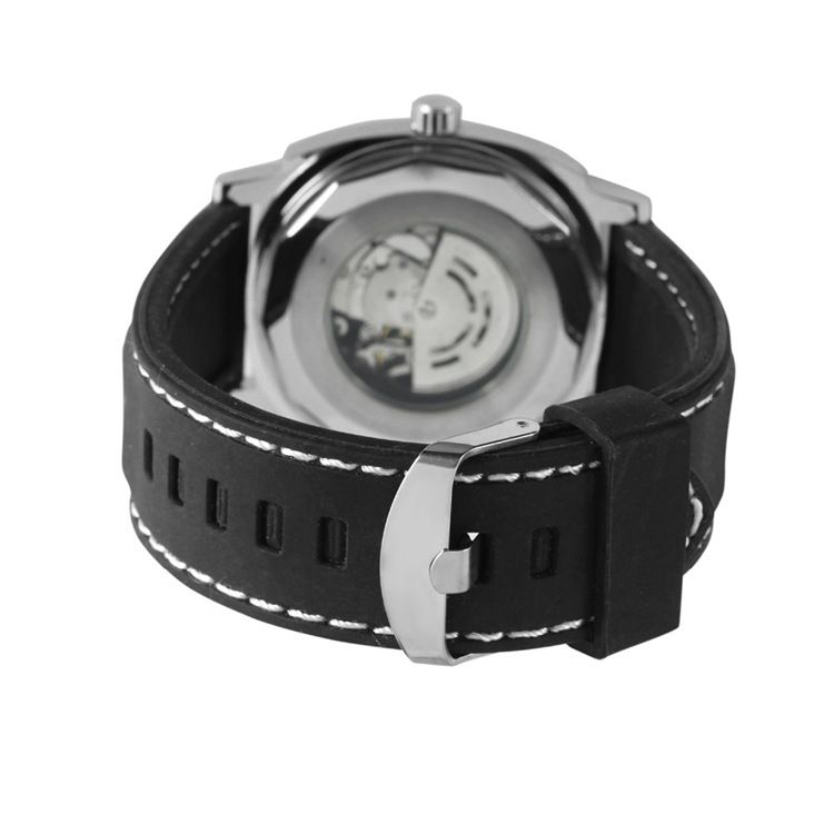 Hot automatic T-winner silicone mechanical watch men's hollow through bottom design automatic mechanical watch_voghion.com