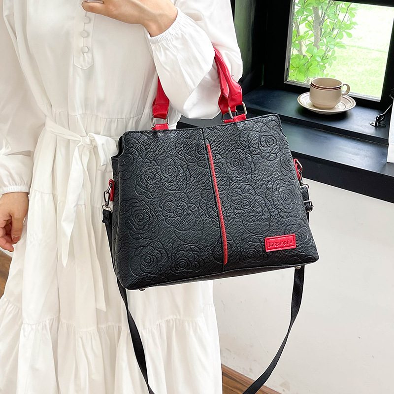 Damenhandtaschen für den Alltag, geräumige Umhängetasche aus weichem, geprägtem Leder für Damen_voghion.com