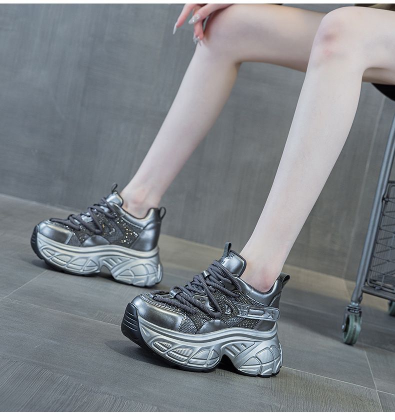 thick-soled Dad Shoes Women's Casual Versatile Fabric 9cm Height-increasing Women's Shoes_voghion.com