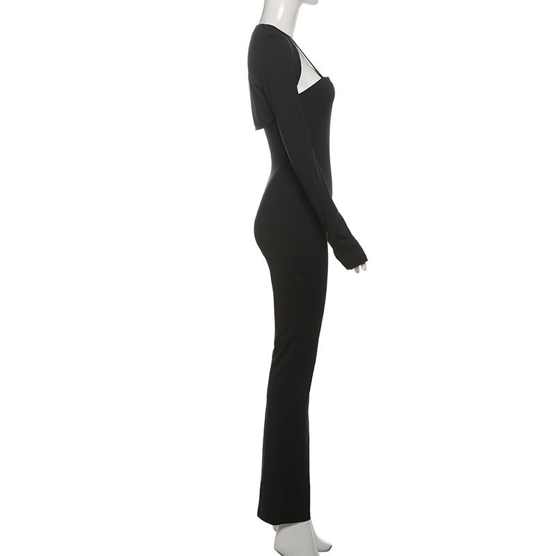 Tuta attillata a due pezzi, top a tubino tinta unita, tuta casual a maniche lunghe, moda invernale 2024 da donna_voghion.com