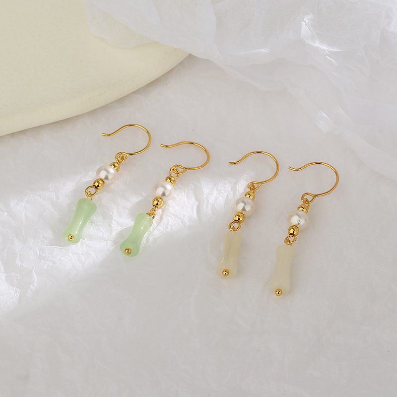 Timbro VENUS Orecchini in giada Hetian color oro per donna Ragazza geometria Perla Gioielli etnici Regalo Dropshippi_voghion.com