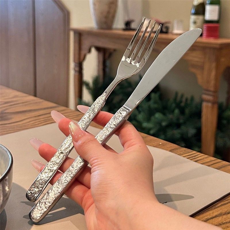 Stoviglie di lusso di alta qualità, creative rock, coltello e forchetta da bistecca per uso domestico, acciaio inossidabile di alta qualità, stile occidentale, da pranzo_voghion.com