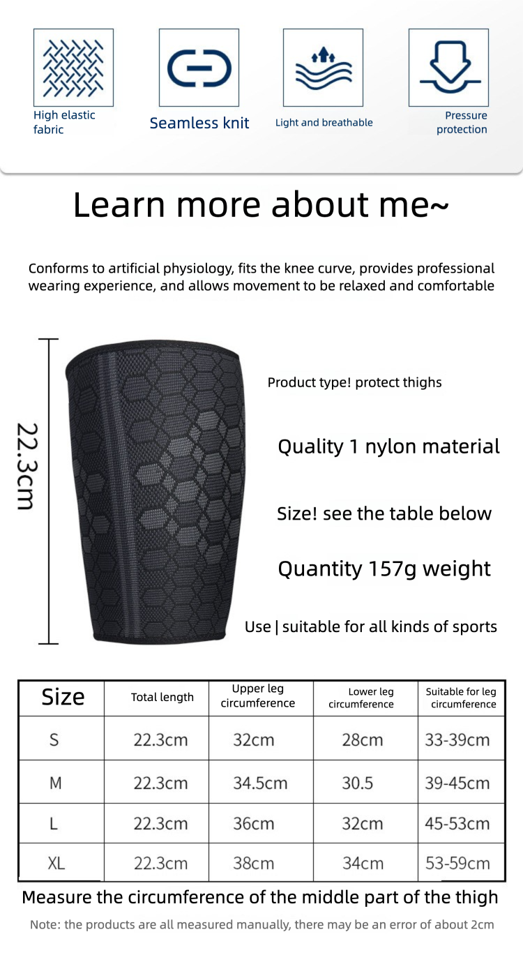 Protector deportivo de nailon de punto elástico de alta elasticidad para montar a caballo, baloncesto, fútbol, antitensión muscular en los muslos y piernas._voghion.com