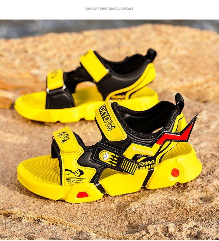 Sandalen männlich 2024 Neue Sommer hübsche mittlere und große Strand atmungsaktive Grundschule Kinderschuhe_voghion.com