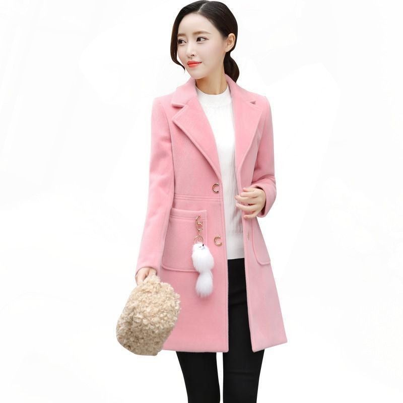 2025 Coat For Women, Mid-Length Korean Style, New Autumn And Winter Women's Fashion, Petite Trendy Thick Woolen Overcoat_voghion.com