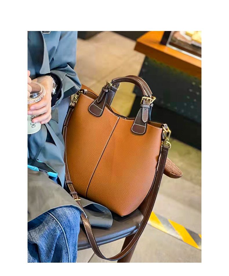 Damenhandtasche aus Leder, neue Umhängetasche mit großem Fassungsvermögen, Hauptschicht aus Rindsleder, Mutterleder._voghion.com