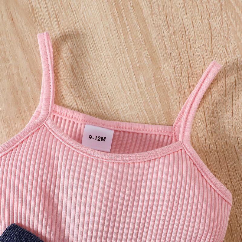 Kannerkleeder Summer Puppelchen Meedchen Kostüm Jeans Kuerzjackett Hosenträger Mesh Tüllrock_voghion.com