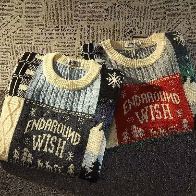 Pull d'hiver en tricot pour amoureux des torsades de pâte frite japonaise rétro, style paresseux, manteau surdimensionné_voghion.com