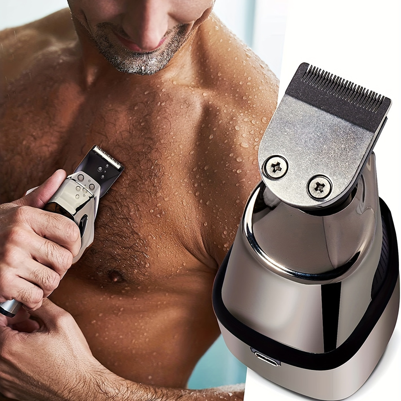 Rasoio elettrico ricaricabile 5 in 1 per uomo - Kit per la cura della testa calva bagnato/asciutto_voghion.com