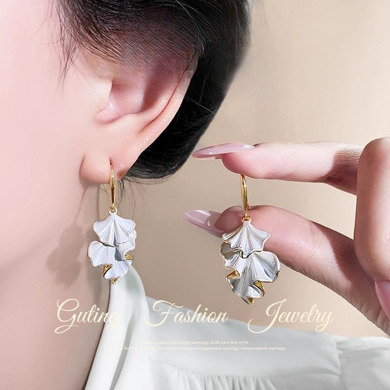 Gu Ting Double Layer Leaf For Women, Light Luxury, High-end Feel, Elegant And Grand Stud , 2025 New Hot-selling_voghion.com
