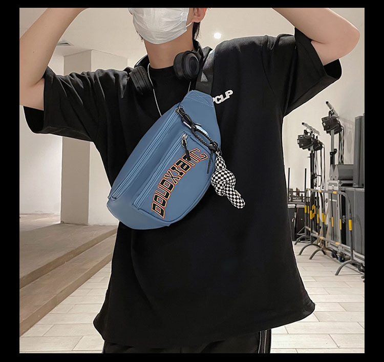 Nuovo marsupio da uomo versione coreana borsa a tracolla casual in nylon a tracolla borsa per il petto sportiva all'aria aperta di grande capacità_voghion.com