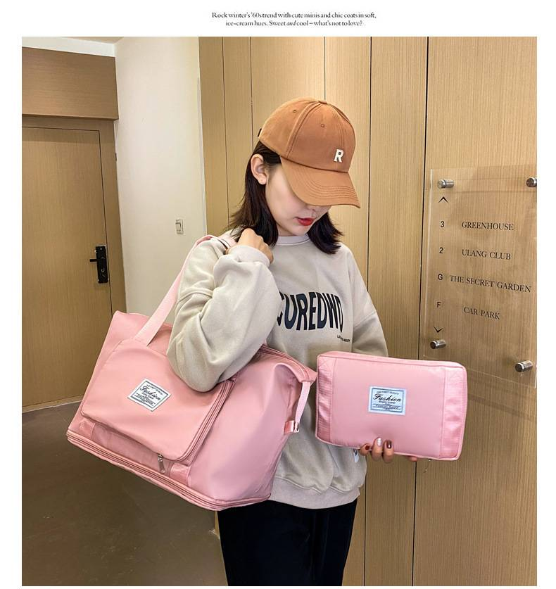 Bolsa de lona de diseño Bolsa de viaje portátil de corta distancia para hombres Bolsa de fitness conveniente autoplegable impermeable y multifuncional para mujeres_voghion.com