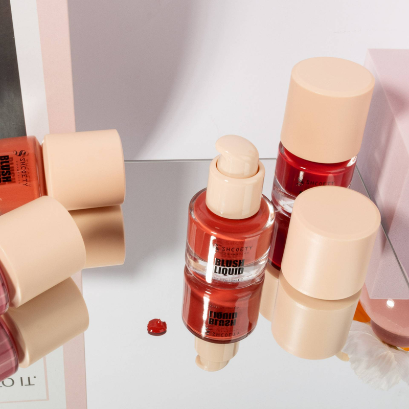Press Liquid Blush 4 krāsu lūpu un vaigu sārtums 2 ūdens mitrinošs dabīgs konturēšanas izgaismojošs sārtums_voghion.com