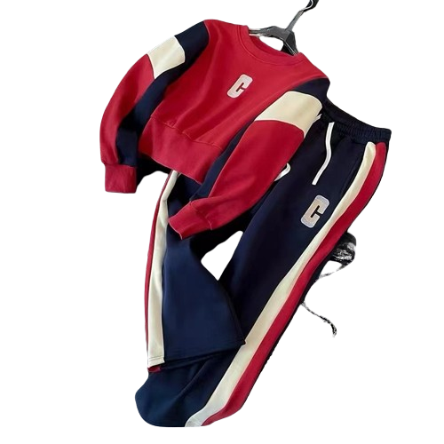 Women's Clothing Design Sense Fashion Thin Contrast Color Leisure Sports Suit_voghion.com