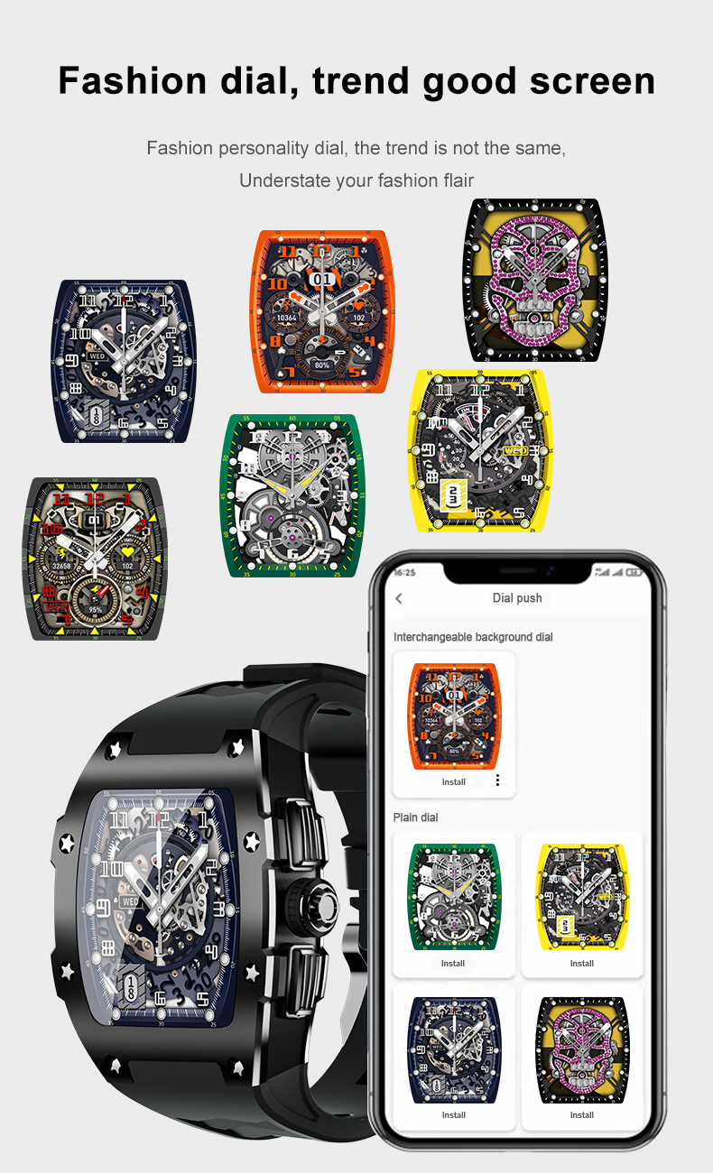 Neue Smartwatch, Anrufe annehmen/tätigen, 1,8 Zoll mit Schutzhülle, für verschiedene Mobiltelefone geeignet, Geschenk für Männer_voghion.com