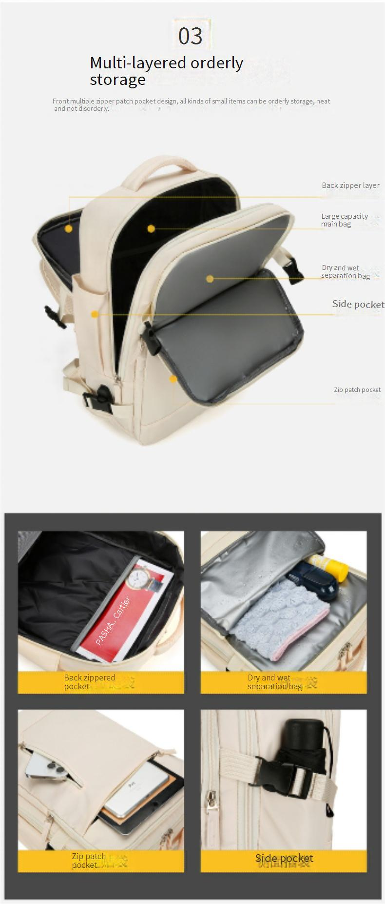 Men’s Bags Expandable Backpack Double Back Travel Luggage Bag Large Capacity Shoe Compartment Multi Function Computer Bag_voghion.com