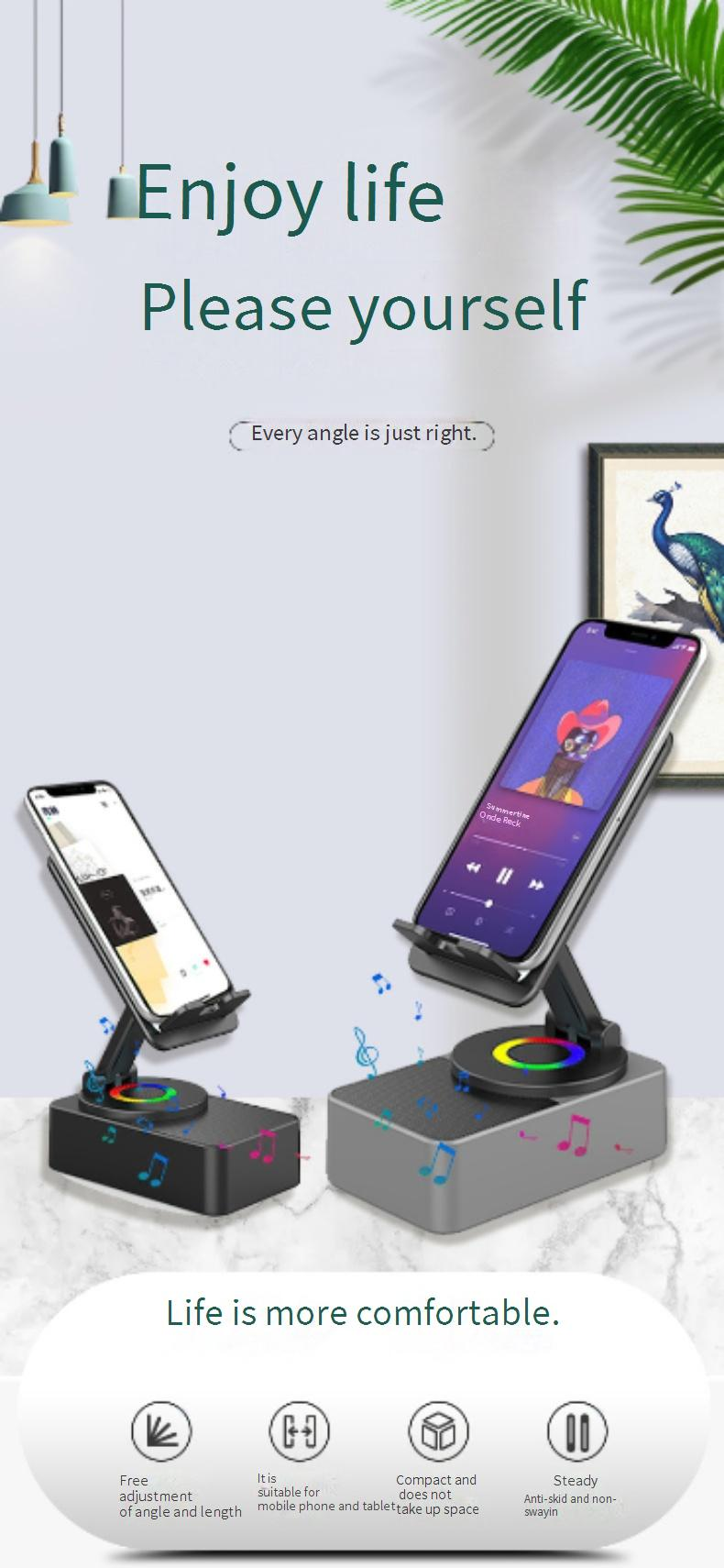 Portable Speakers Spot 4 In 1 Charging Tablet Phone Stand Wireless Bluetooth Speaker Desktop 360 Degree Rotating Speaker_voghion.com