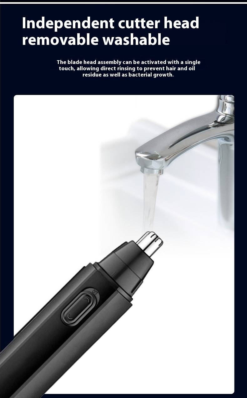 Elektrischer Nasenhaartrimmer – Wiederaufladbares und wasserdichtes ABS-Pflegewerkzeug mit abnehmbaren Klingen für Männer und Frauen_voghion.com