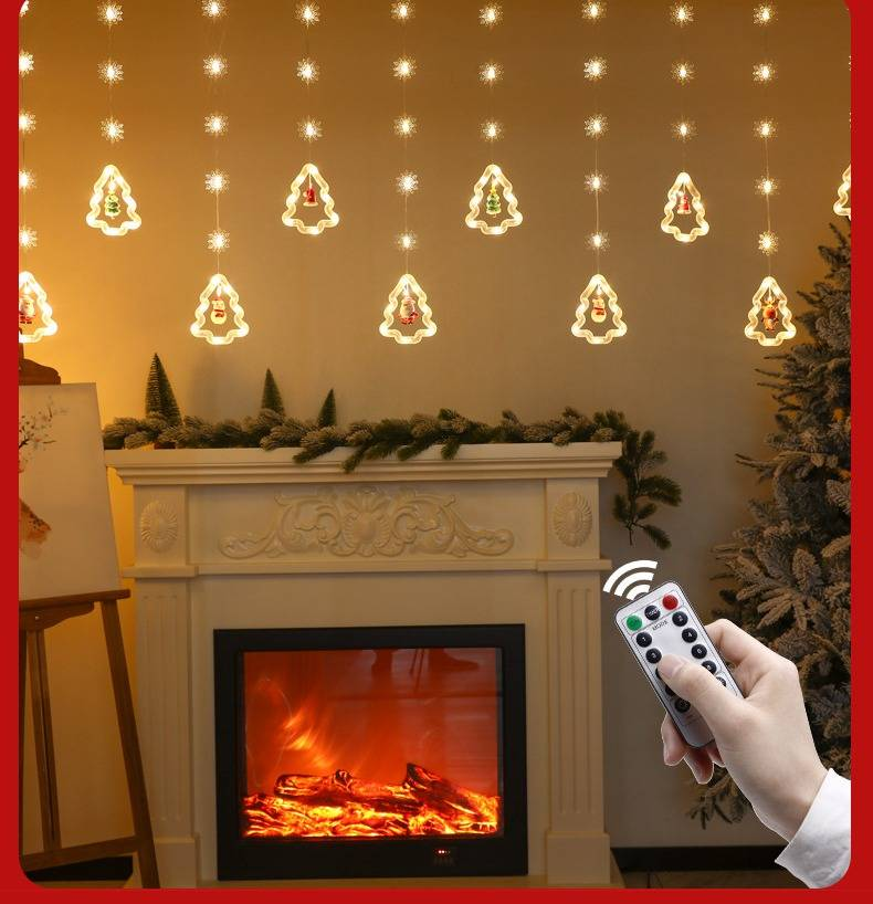 Warmweiße/bunte Lichterketten für Weihnachtsdekorationen – USB-/batteriebetriebene LED-Lichterketten in Stern- und Baumform für festliche Atmosphäre im Innen- und Außenbereich_voghion.com