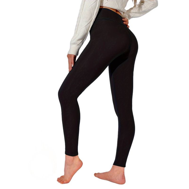 Leggings taille haute en polaire avec chat brodé pour femme – Pantalon thermique d'hiver pour la course et le cyclisme (noir/gris, S-XXL, coupe slim)_voghion.com