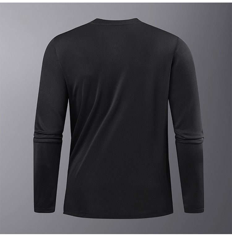 T-shirt de performance à manches longues pour homme – Haut d'entraînement anti-humidité pour la course et la salle de sport (noir/bleu foncé/gris chiné/blanc)_voghion.com