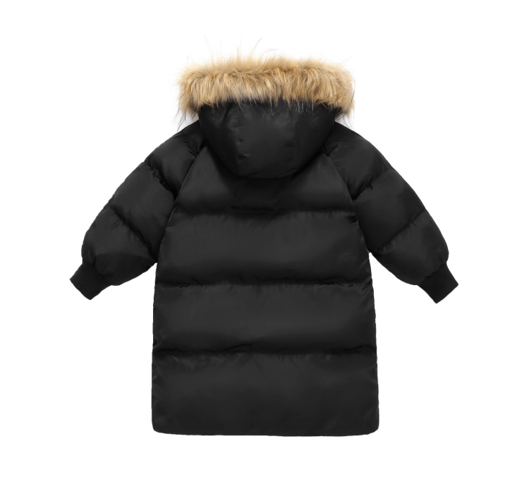 ids Winter Coat With Fur Hood, Longline Unisex Puffer Jacket For Boys And Girls, Chinese Map Pattern, Heavyweight Outerwear_voghion.com