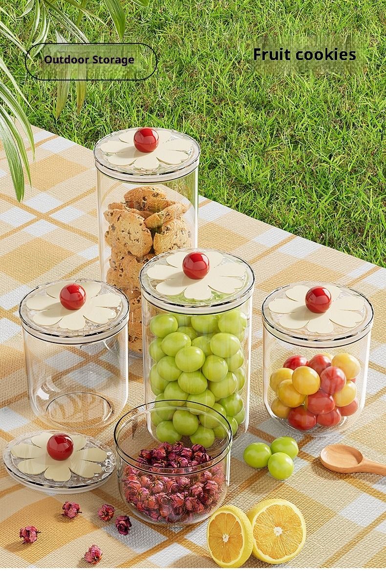 Runder, transparenter, versiegelter Behälter für den Haushalt, Frischhaltebox, hochwertiger Vorratsbehälter für Küche, Vollkornprodukte, Snacks und Trockenfrüchte_voghion.com